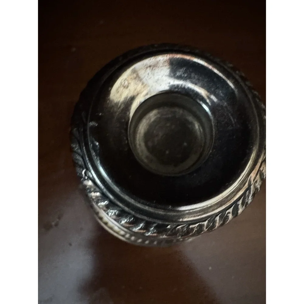 Pottery Barn Eclectic Silver‎ Taper Candle Holder Mini Rope Edged Silver Plated